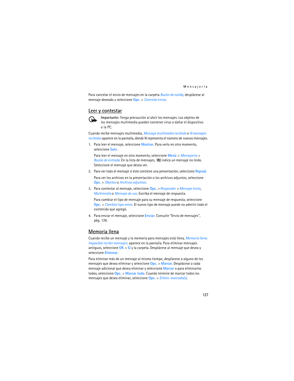 Leer y contestar | Nokia 6085 User Manual | Page 160 / 233