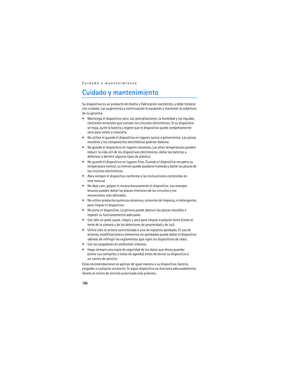 Cuidado y mantenimiento | Nokia 6085 User Manual | Page 221 / 233