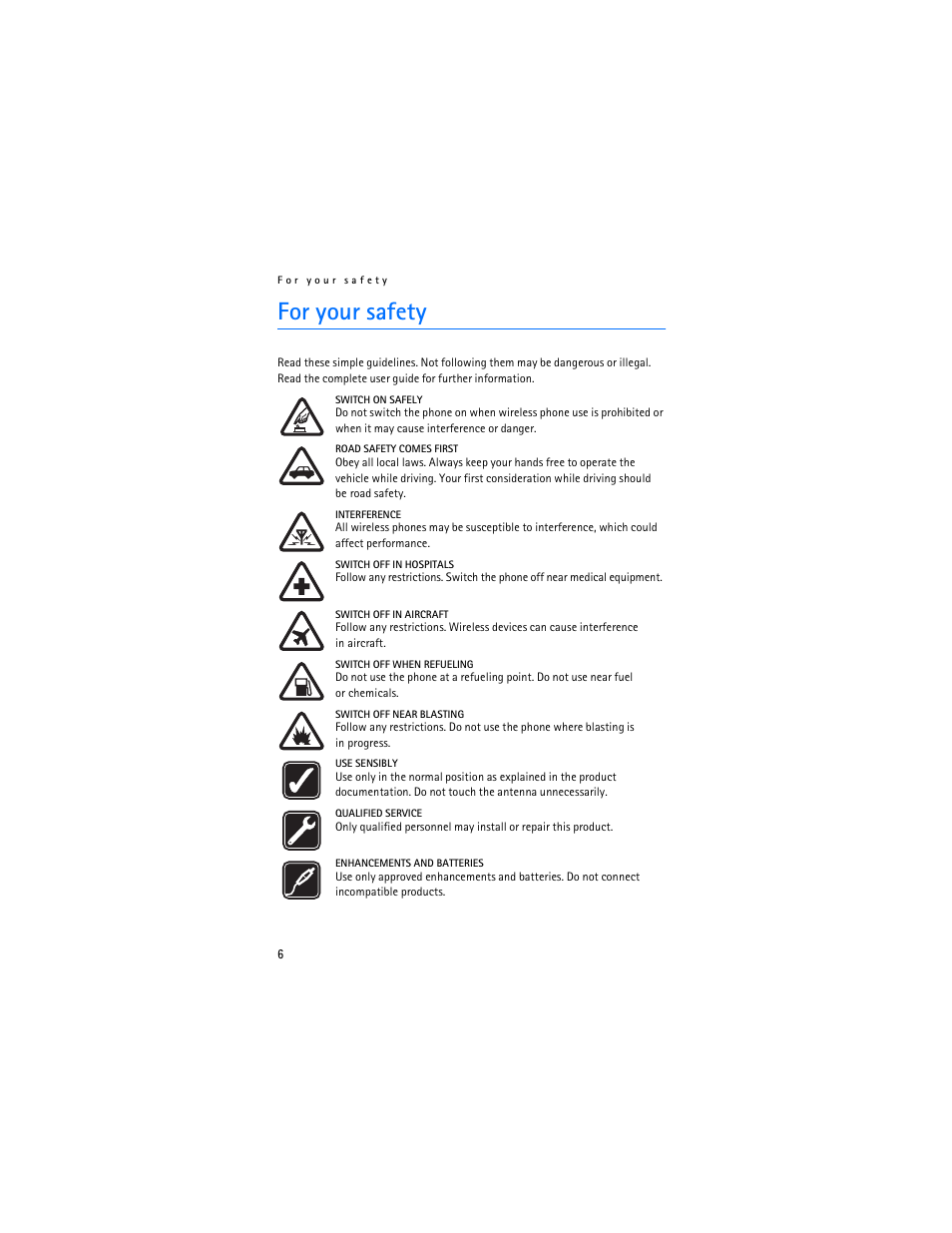 For your safety | Nokia 6085 User Manual | Page 39 / 233