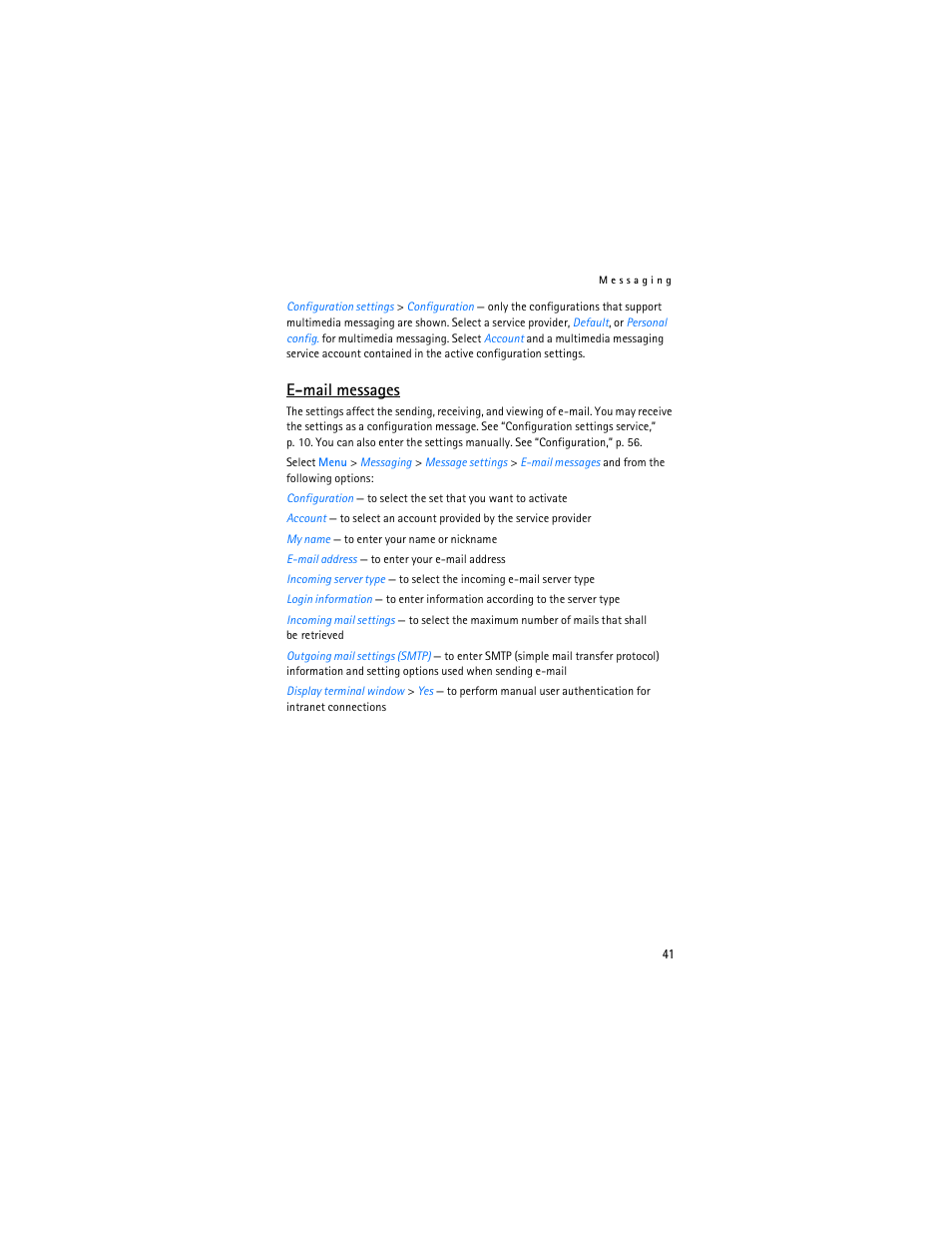 E-mail messages | Nokia 6085 User Manual | Page 74 / 233