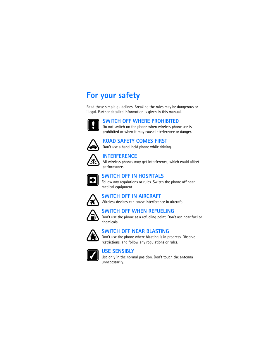 For your safety | Nokia 6370 User Manual | Page 8 / 192