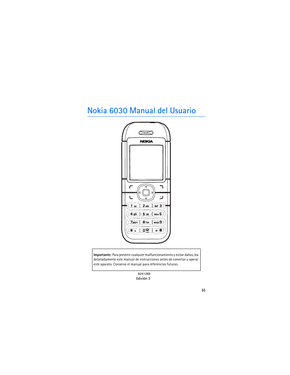 Nokia 6030 manual del usuario | Nokia 6030 User Manual | Page 66 / 129