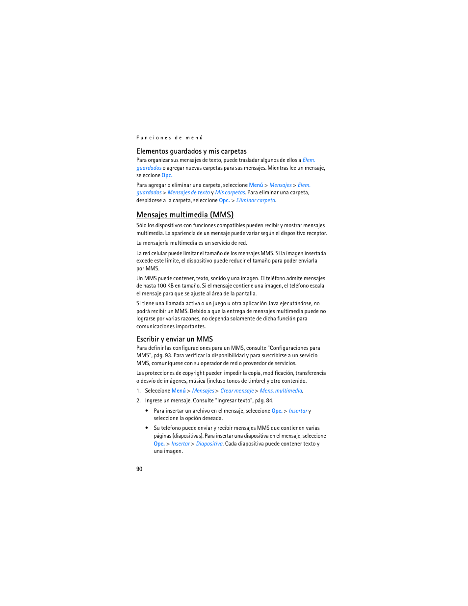Mensajes multimedia (mms) | Nokia 6030 User Manual | Page 91 / 129