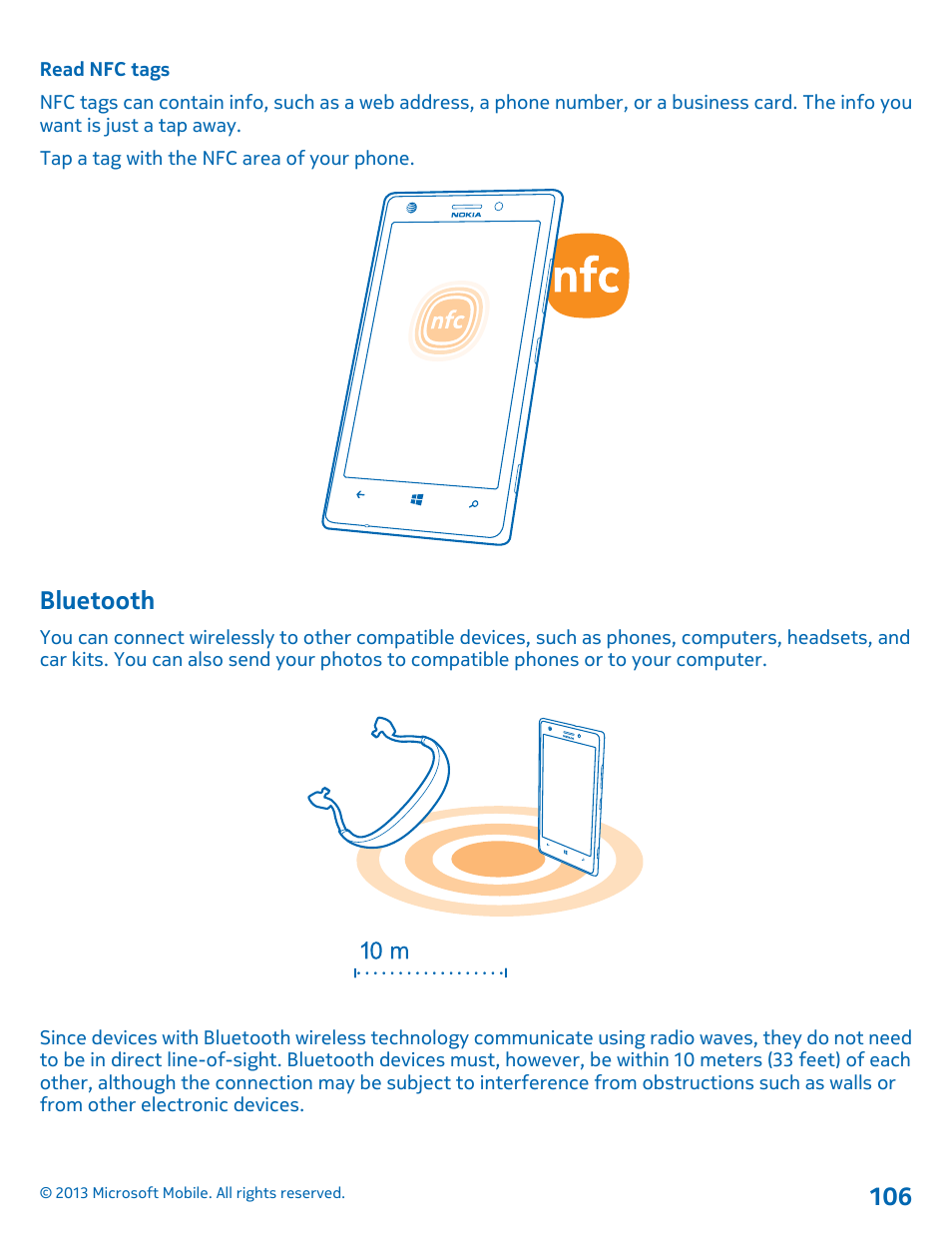 Read nfc tags, Bluetooth | Nokia Lumia 925 User Manual | Page 106 / 123