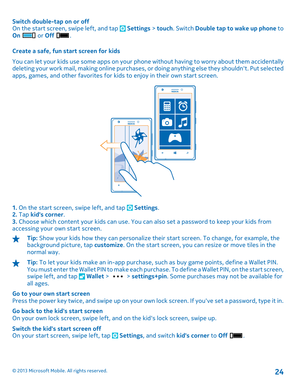 Create a safe, fun start screen for kids | Nokia Lumia 925 User Manual | Page 24 / 123