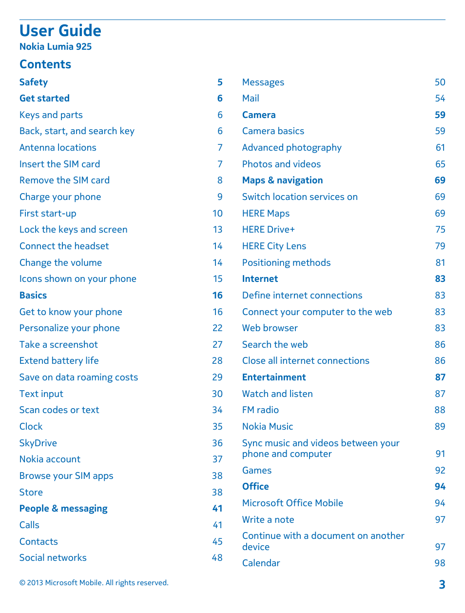 Nokia Lumia 925 User Manual | Page 3 / 123