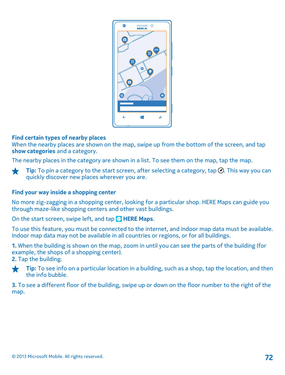 Find your way inside a shopping center | Nokia Lumia 925 User Manual | Page 72 / 123