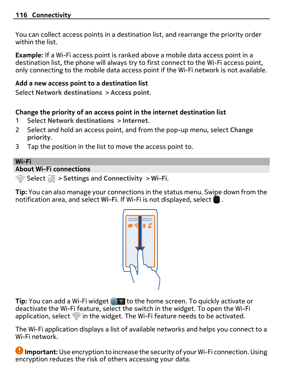 Wi-fi, About wi-fi connections, Wi-fi 116 | Nokia C7 User Manual | Page 116 / 138