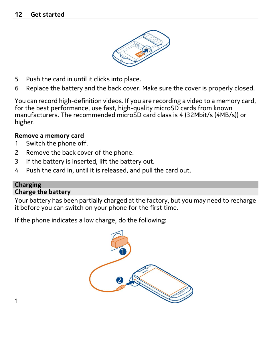 Charging, Charge the battery | Nokia C7 User Manual | Page 12 / 138