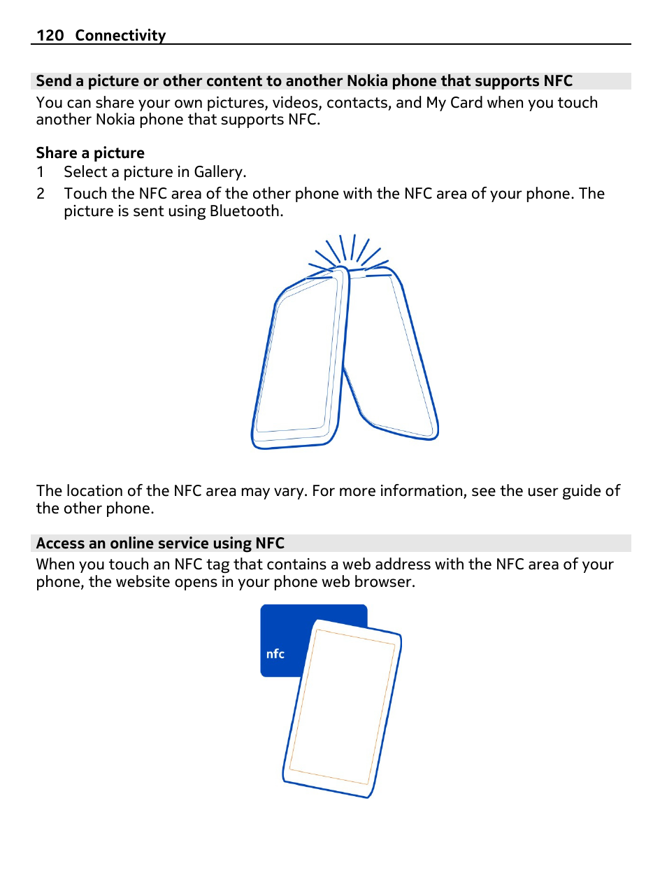 Access an online service using nfc | Nokia C7 User Manual | Page 120 / 138