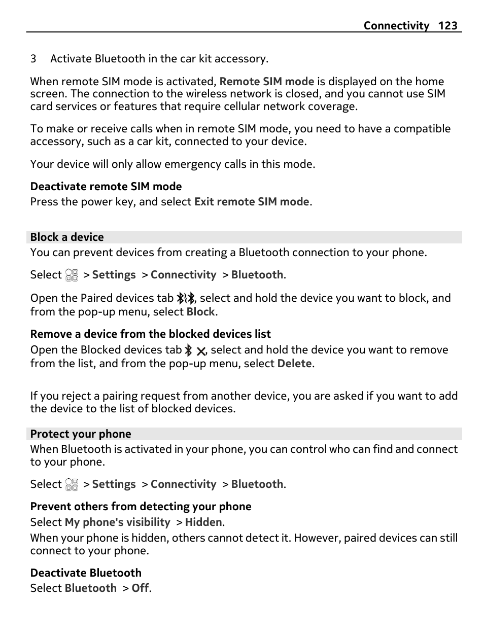 Block a device, Protect your phone | Nokia C7 User Manual | Page 123 / 138