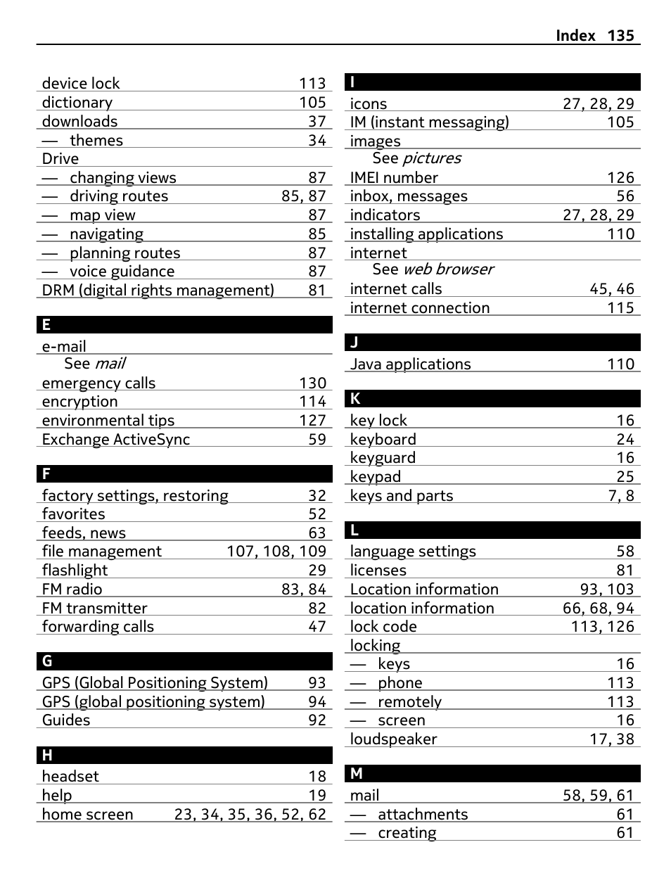 Nokia C7 User Manual | Page 135 / 138