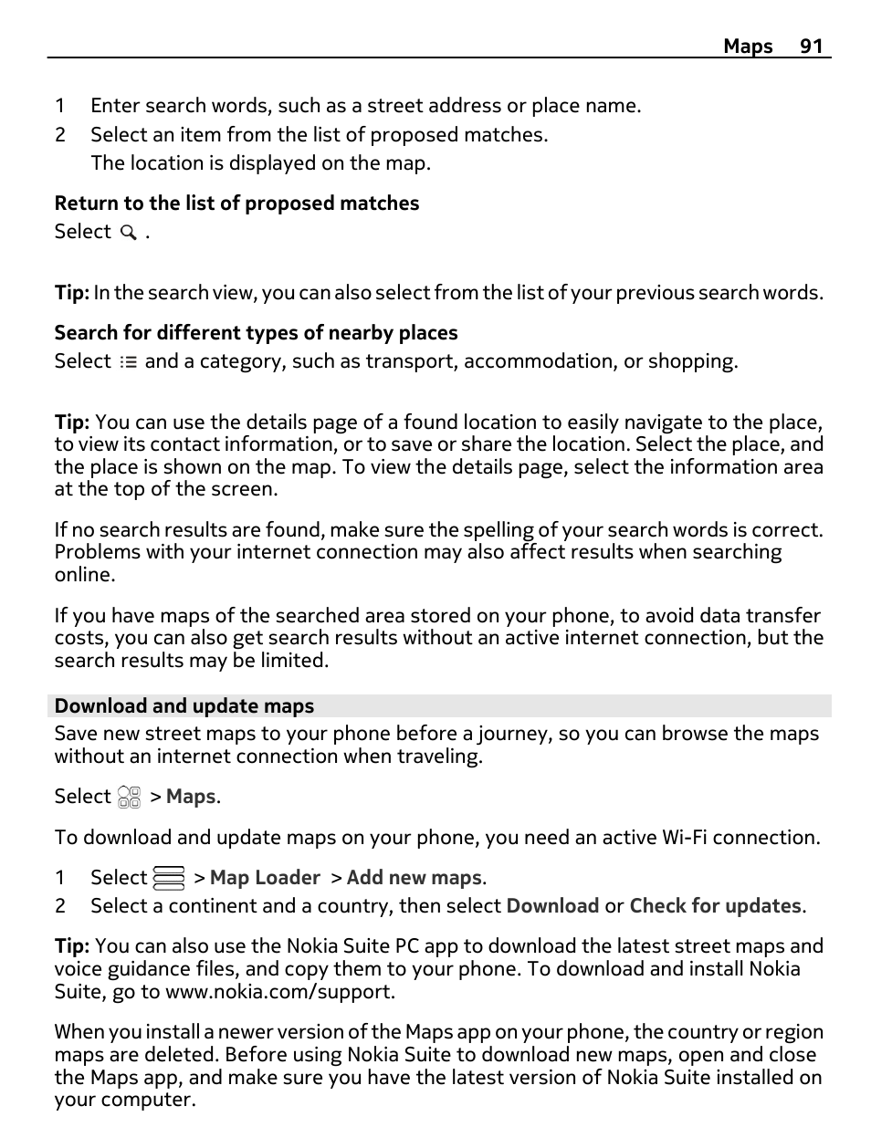 Download and update maps | Nokia C7 User Manual | Page 91 / 138