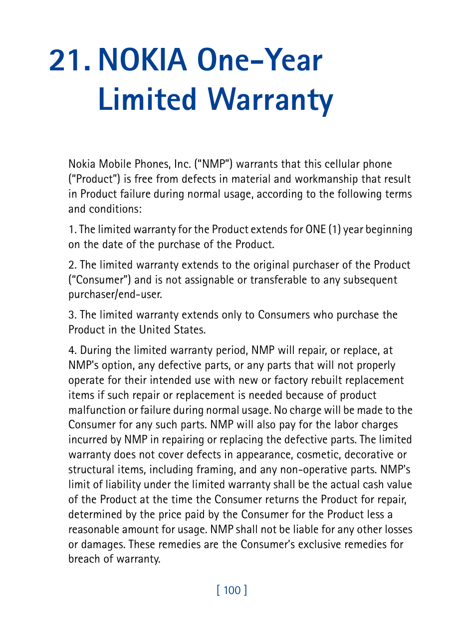 Nokia one-year limited warranty | Nokia 8860 User Manual | Page 105 / 113