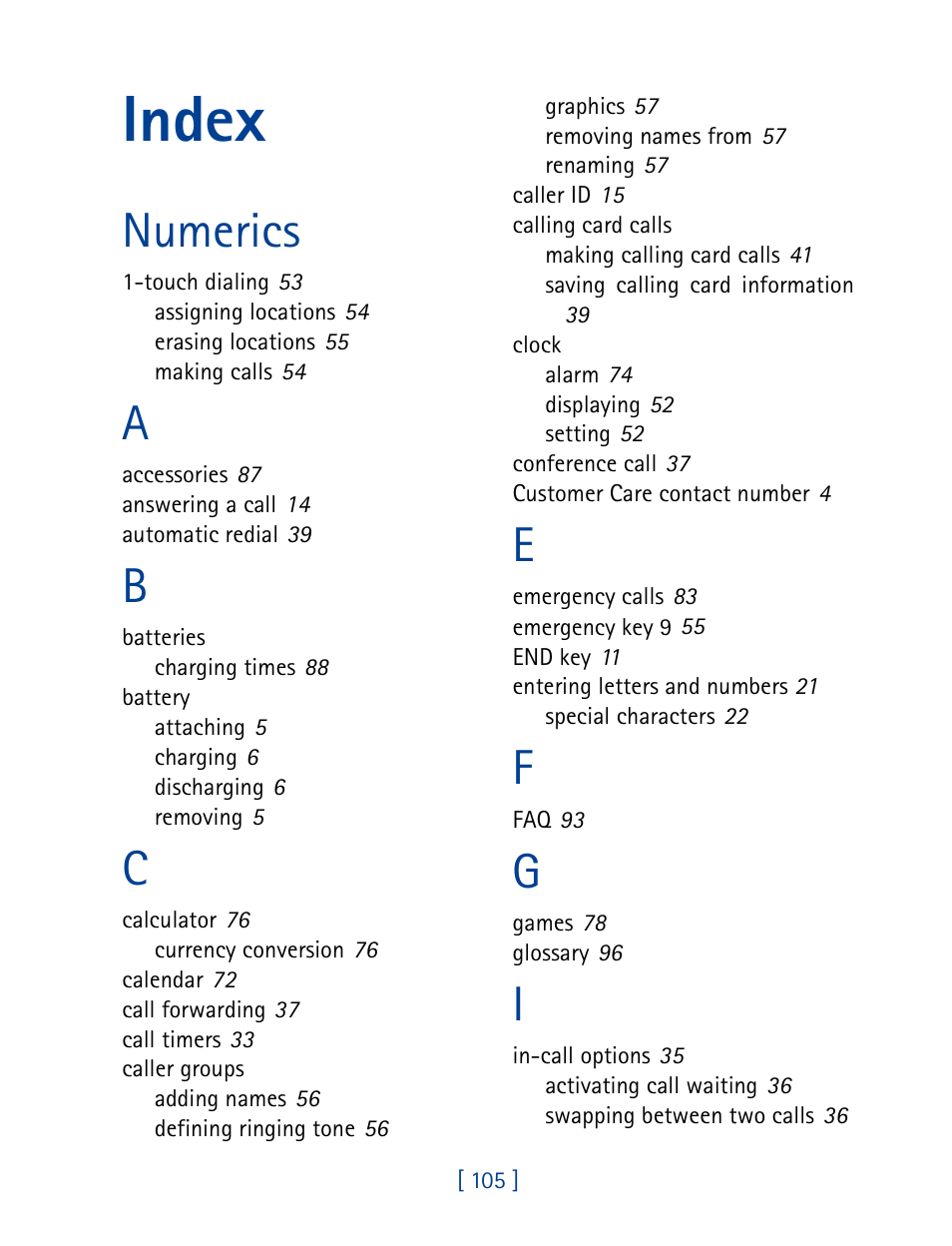 Index, Numerics | Nokia 8860 User Manual | Page 110 / 113
