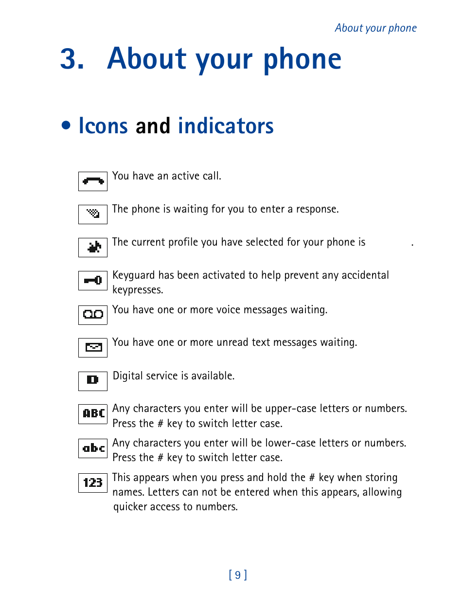 About your phone, Icons and indicators | Nokia 8860 User Manual | Page 14 / 113