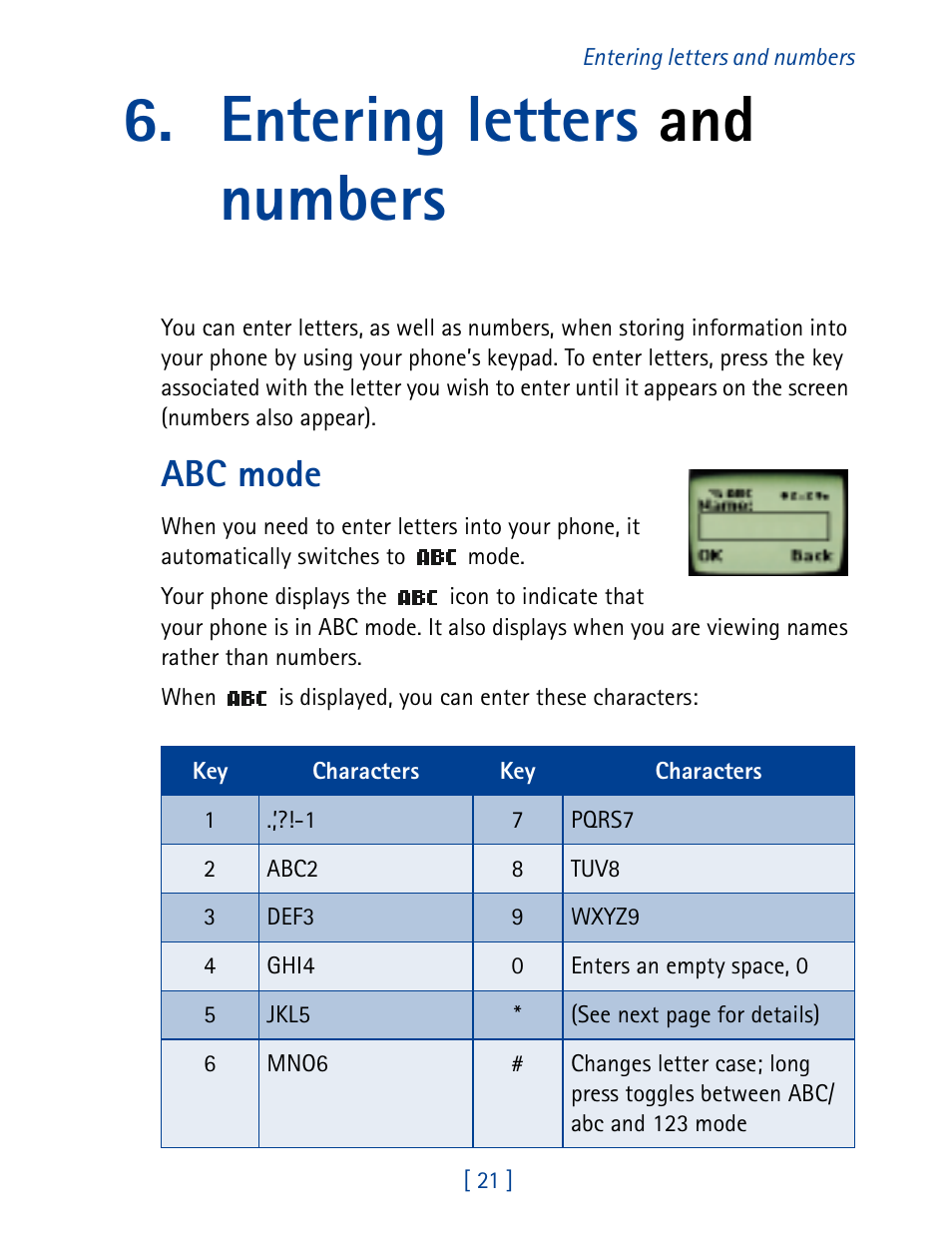 Entering letters and numbers, Abc mode | Nokia 8860 User Manual | Page 26 / 113