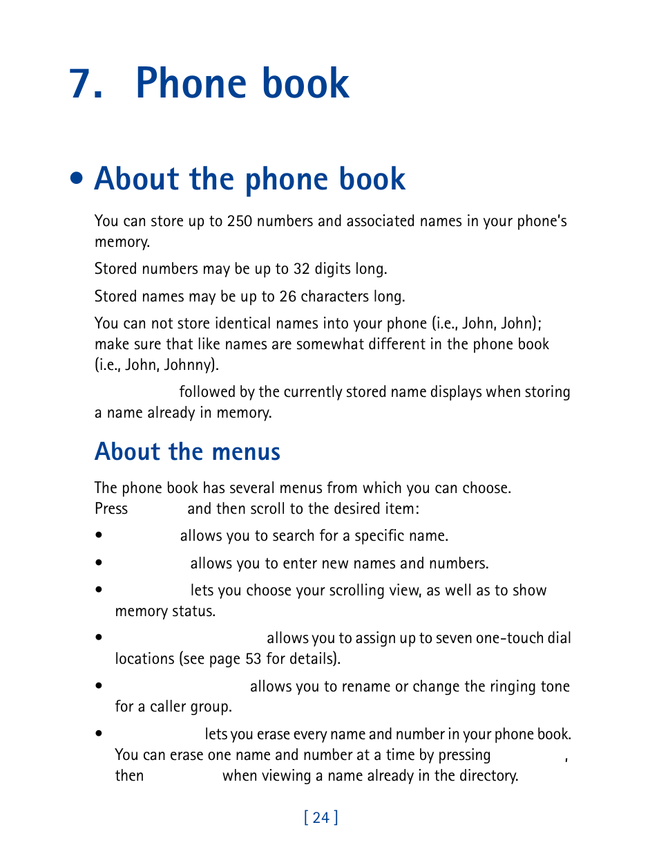 Phone book, About the phone book, About the menus | Nokia 8860 User Manual | Page 29 / 113