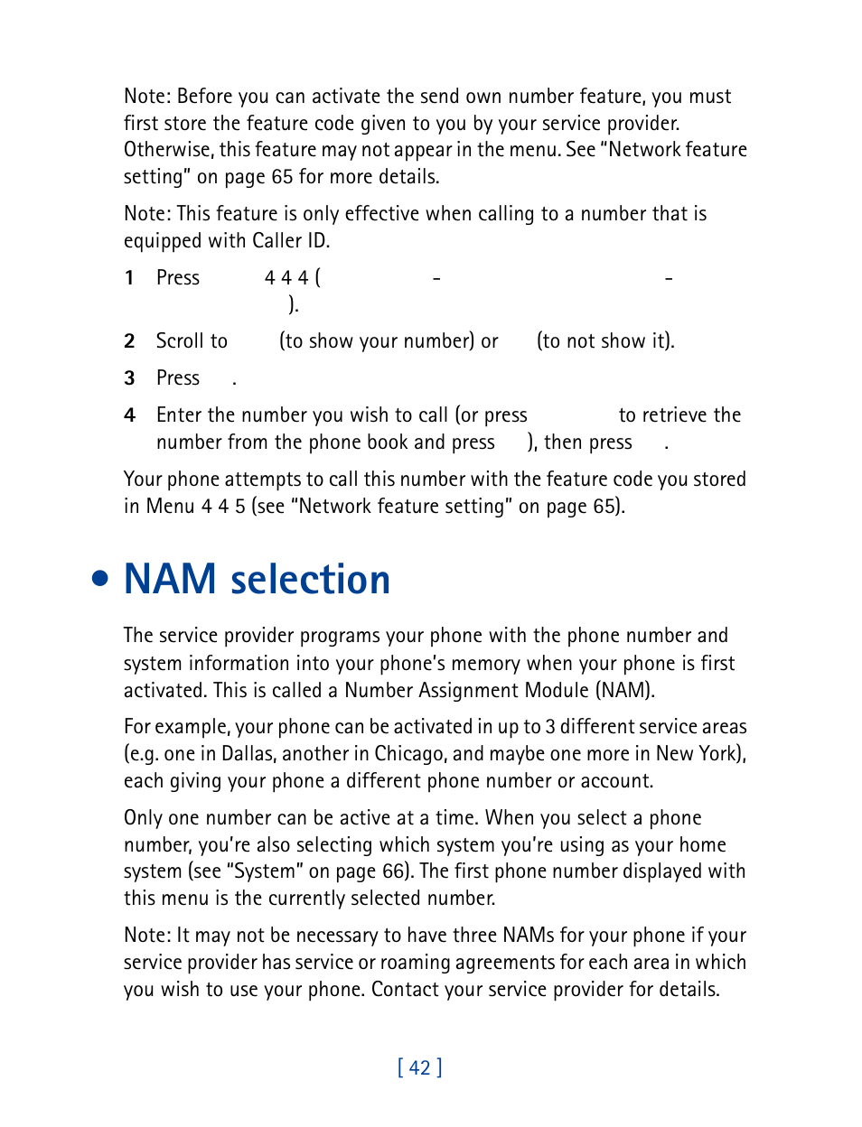 Nam selection | Nokia 8860 User Manual | Page 47 / 113
