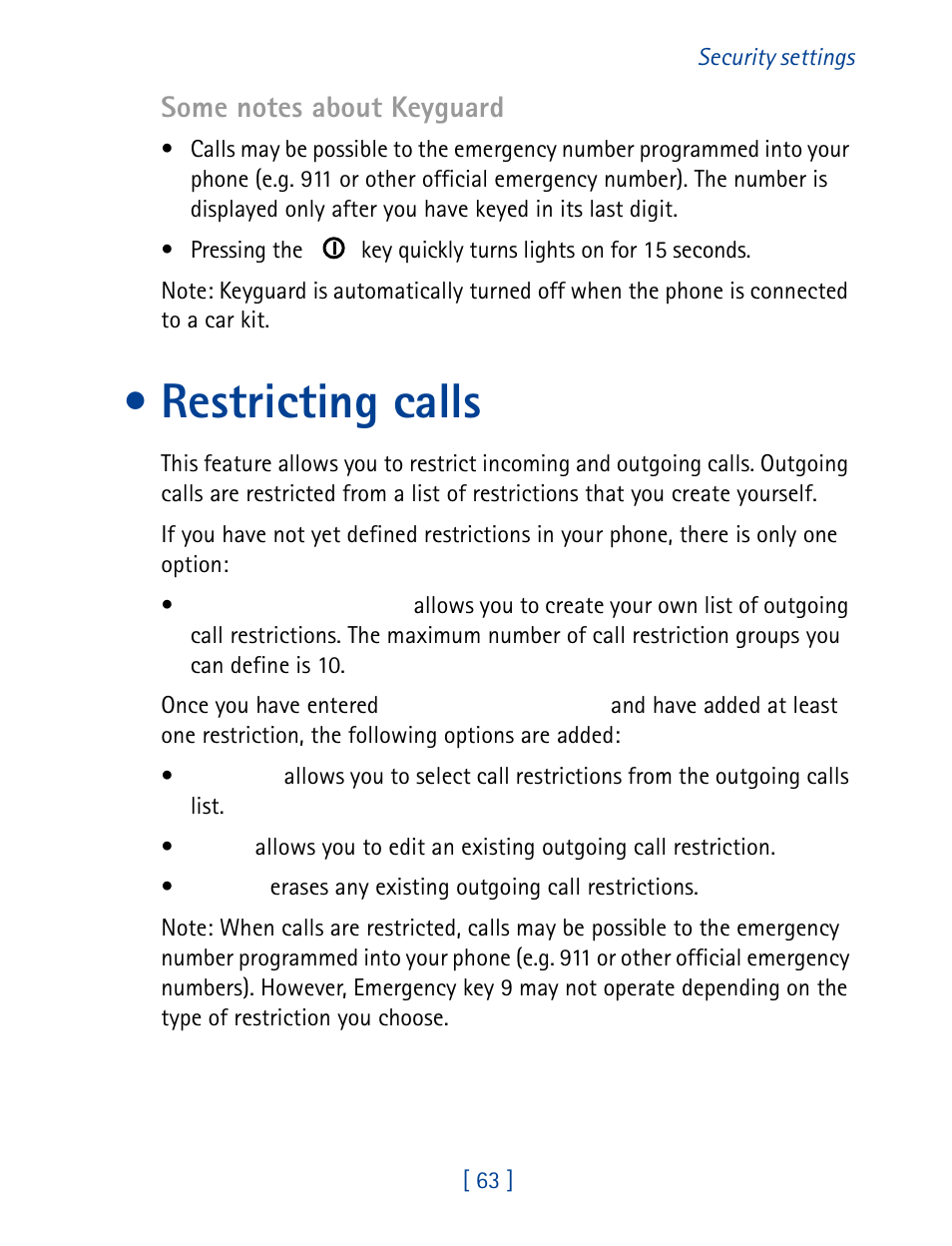 Restricting calls | Nokia 8860 User Manual | Page 68 / 113