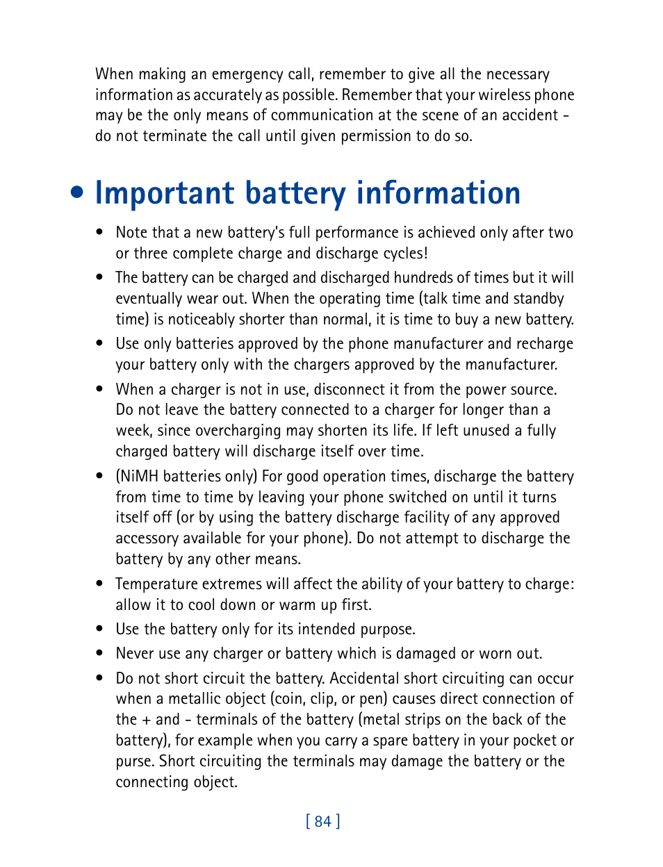 Important battery information | Nokia 8860 User Manual | Page 89 / 113