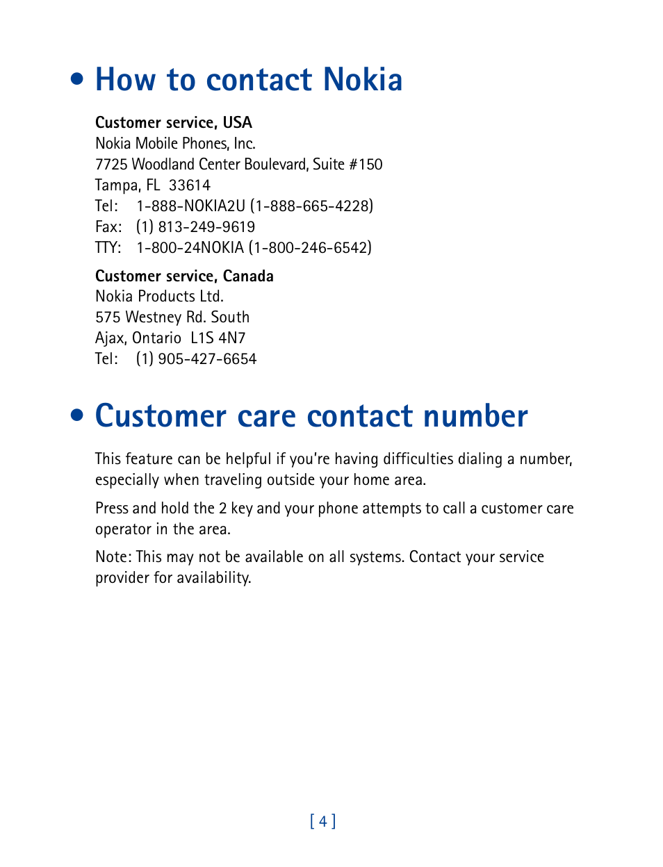 How to contact nokia, Customer care contact number, How to contact nokia customer care contact number | Nokia 8860 User Manual | Page 9 / 113