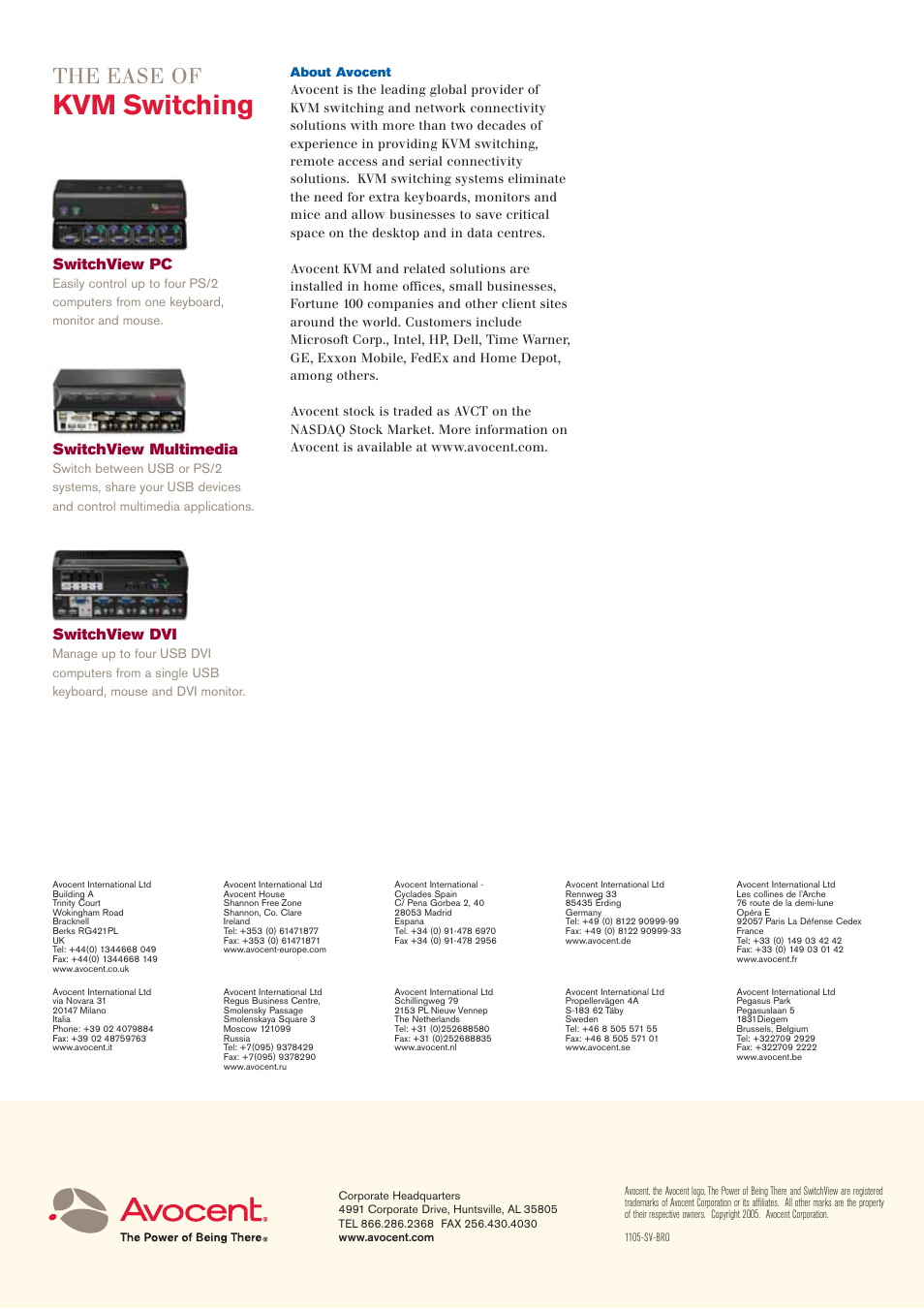 Kvm switching, The ease of | Avocent KVM Switches User Manual | Page 8 / 8