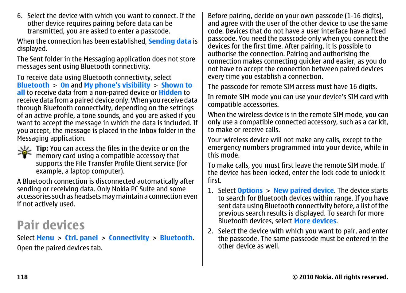 Pair devices | Nokia E55 User Manual | Page 118 / 170