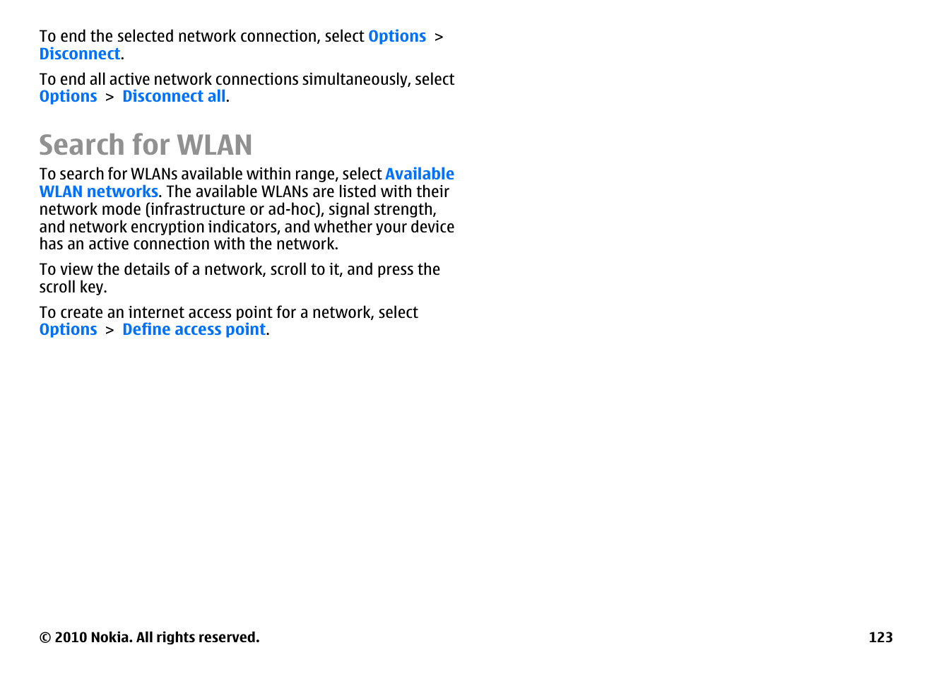 Search for wlan | Nokia E55 User Manual | Page 123 / 170