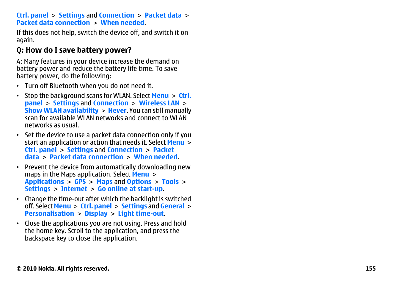 Nokia E55 User Manual | Page 155 / 170
