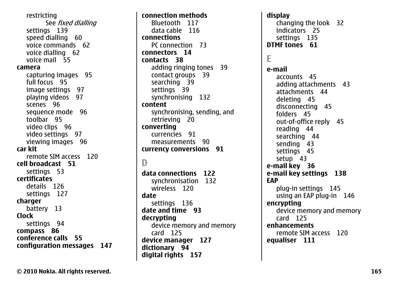 Nokia E55 User Manual | Page 165 / 170