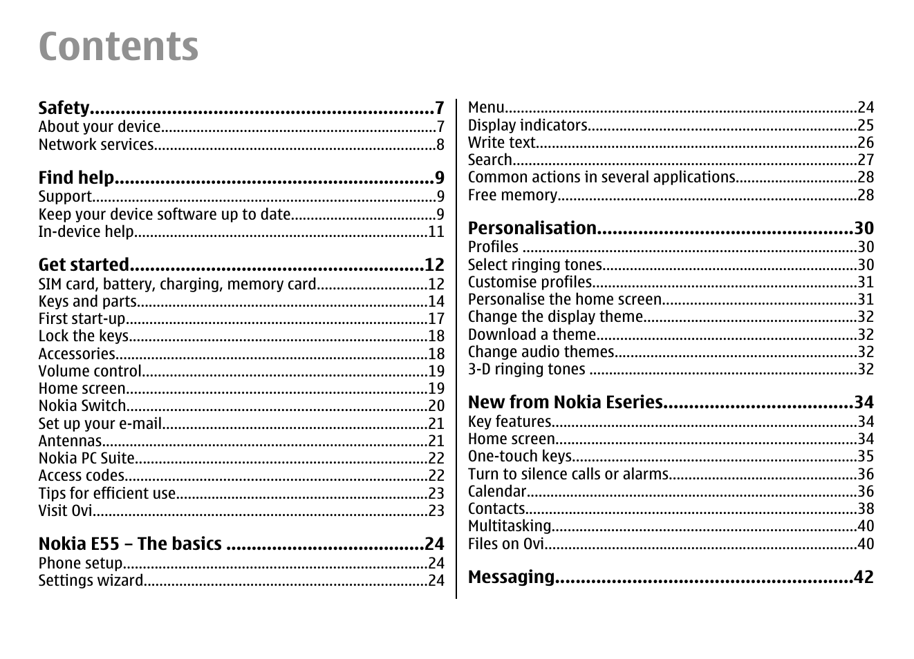 Nokia E55 User Manual | Page 4 / 170