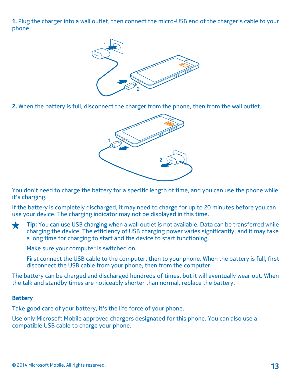 Battery | Nokia Lumia 630 User Manual | Page 13 / 110