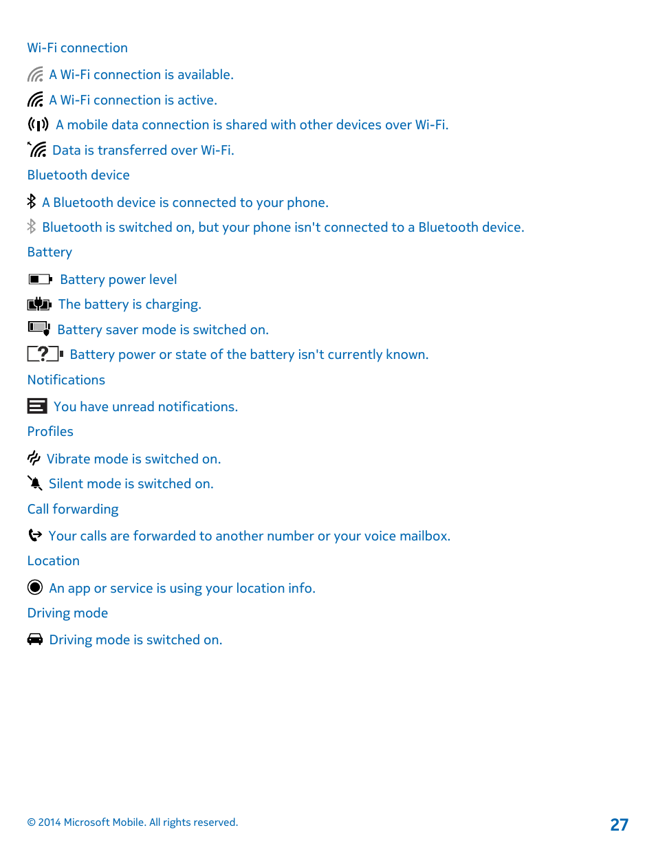 Nokia Lumia 630 User Manual | Page 27 / 110