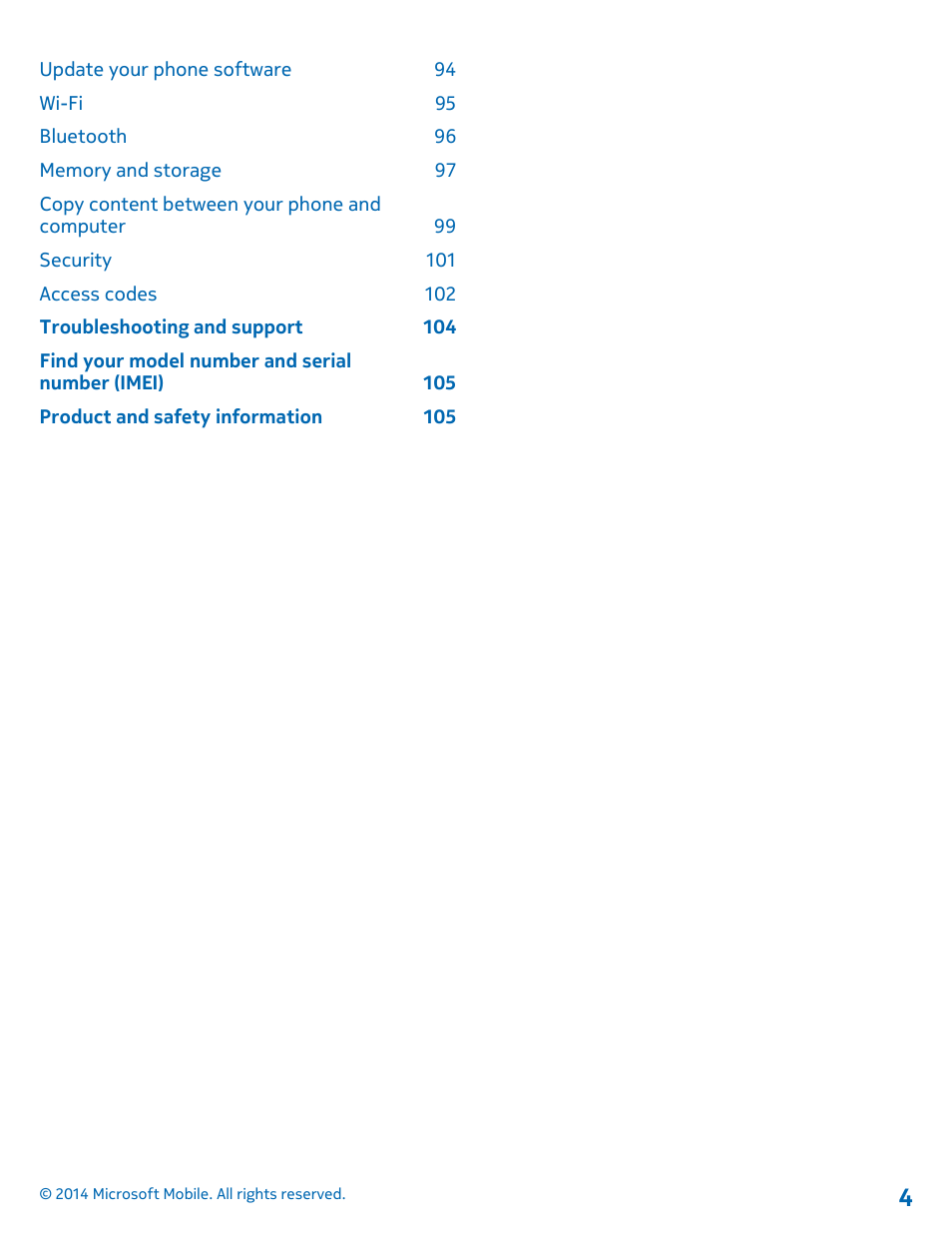 Nokia Lumia 630 User Manual | Page 4 / 110