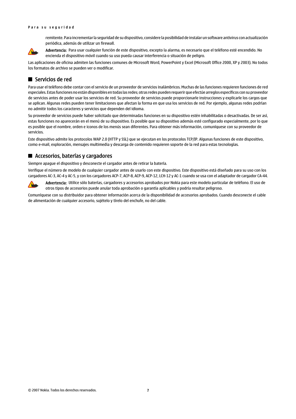 Servicios de red, Accesorios, baterías y cargadores | Nokia E61i User Manual | Page 140 / 241