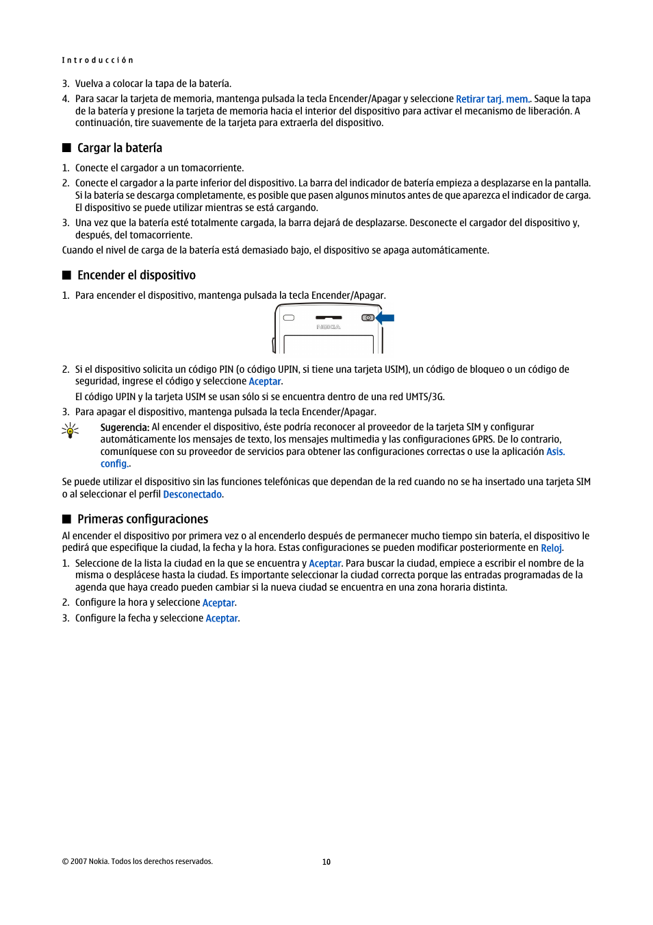 Cargar la batería, Encender el dispositivo, Primeras configuraciones | Nokia E61i User Manual | Page 143 / 241