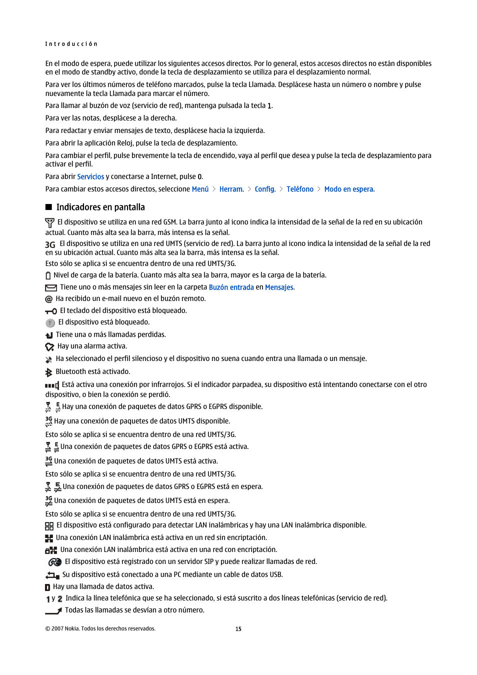 Indicadores en pantalla | Nokia E61i User Manual | Page 148 / 241