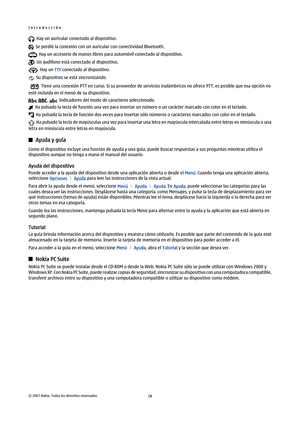 Ayuda y guía, Ayuda del dispositivo, Tutorial | Nokia pc suite | Nokia E61i User Manual | Page 149 / 241