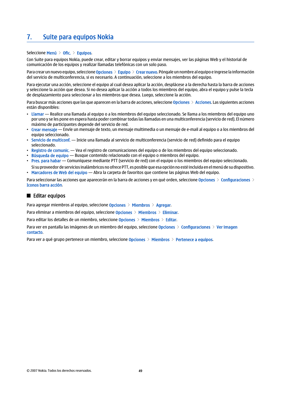 Suite para equipos nokia, Editar equipos | Nokia E61i User Manual | Page 182 / 241