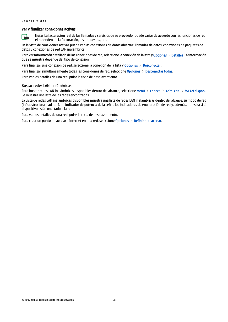 Ver y finalizar conexiones activas, Buscar redes lan inalámbricas | Nokia E61i User Manual | Page 193 / 241