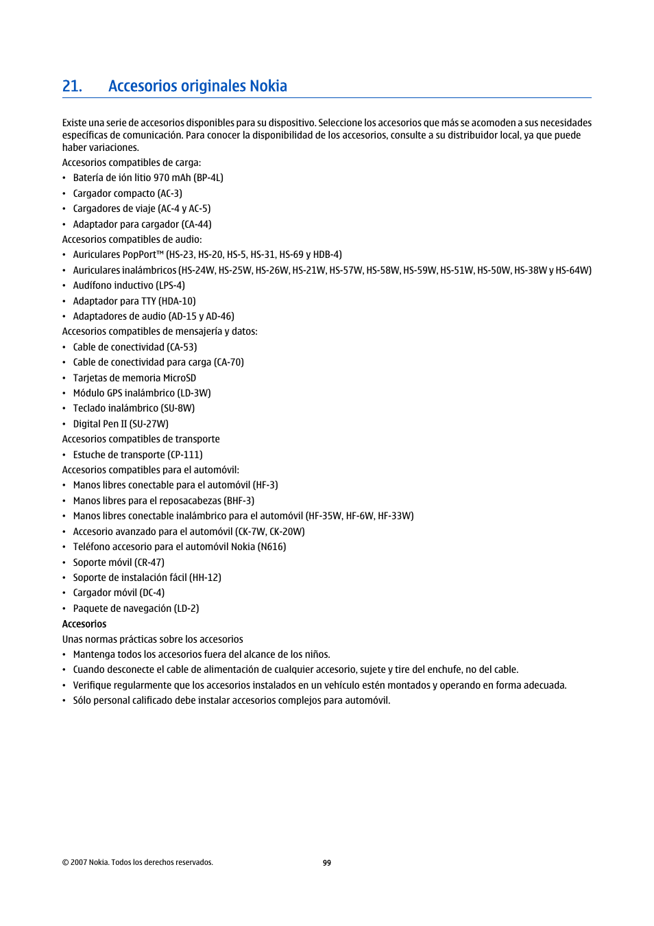 Accesorios originales nokia | Nokia E61i User Manual | Page 232 / 241