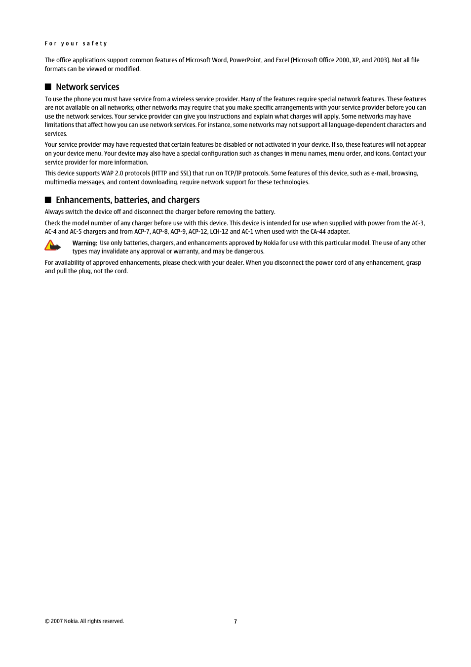 Network services, Enhancements, batteries, and chargers | Nokia E61i User Manual | Page 39 / 241