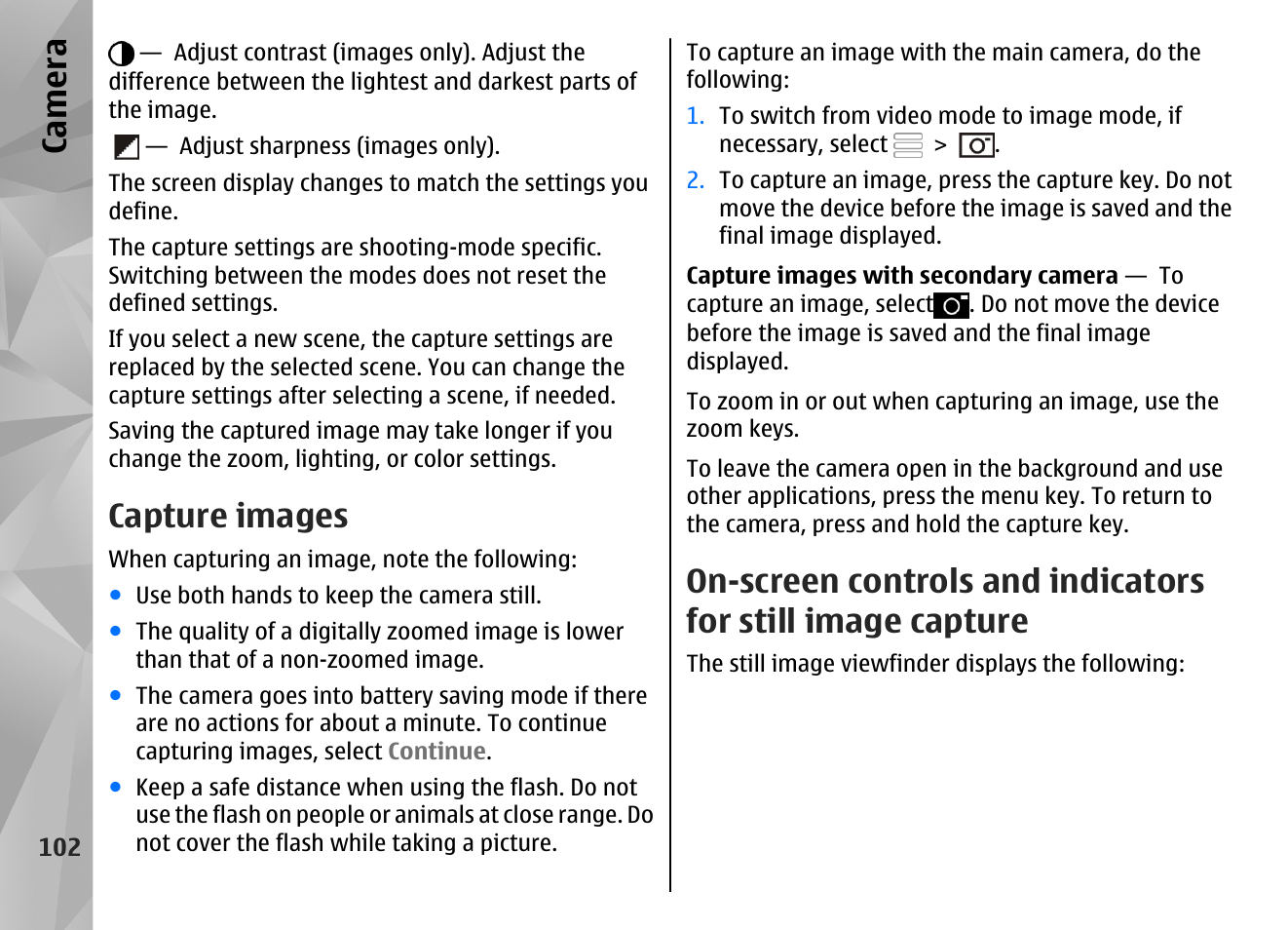 Capture images, Ca mera | Nokia N97 User Manual | Page 102 / 357