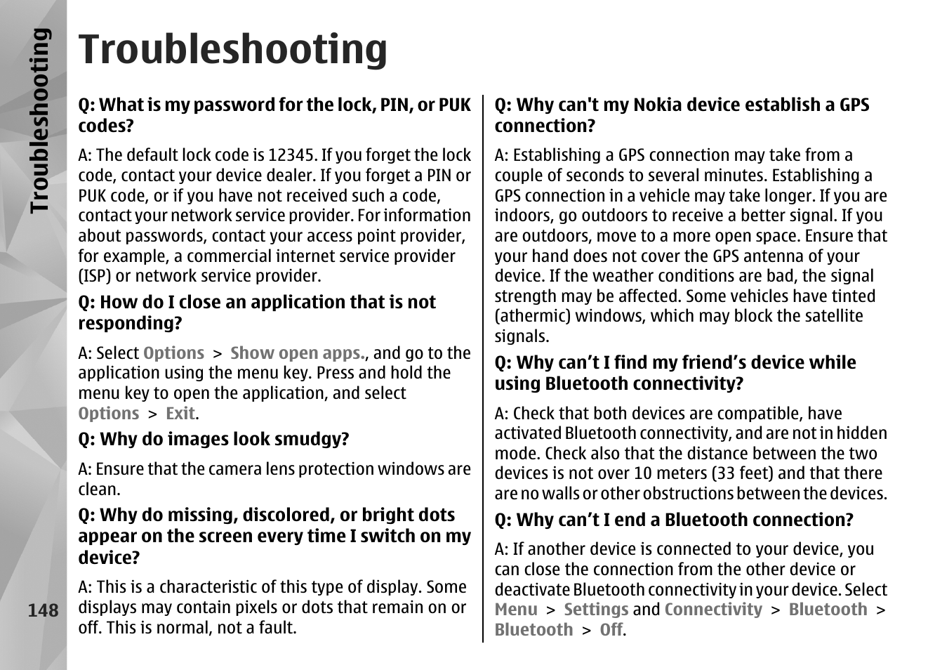 Troubleshooting, Troubl es hooti ng | Nokia N97 User Manual | Page 148 / 357