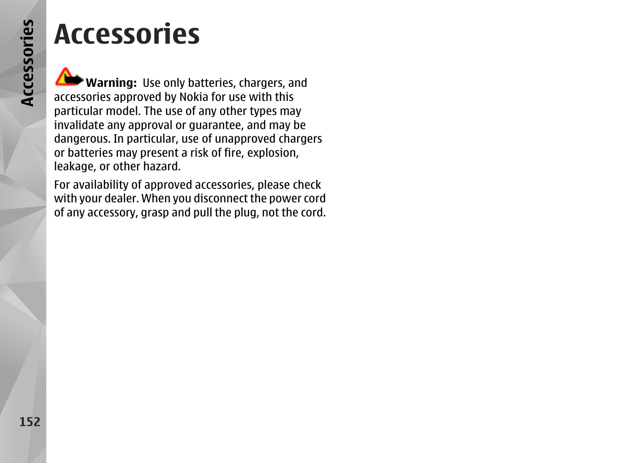 Accessories, Acc esso ries | Nokia N97 User Manual | Page 152 / 357