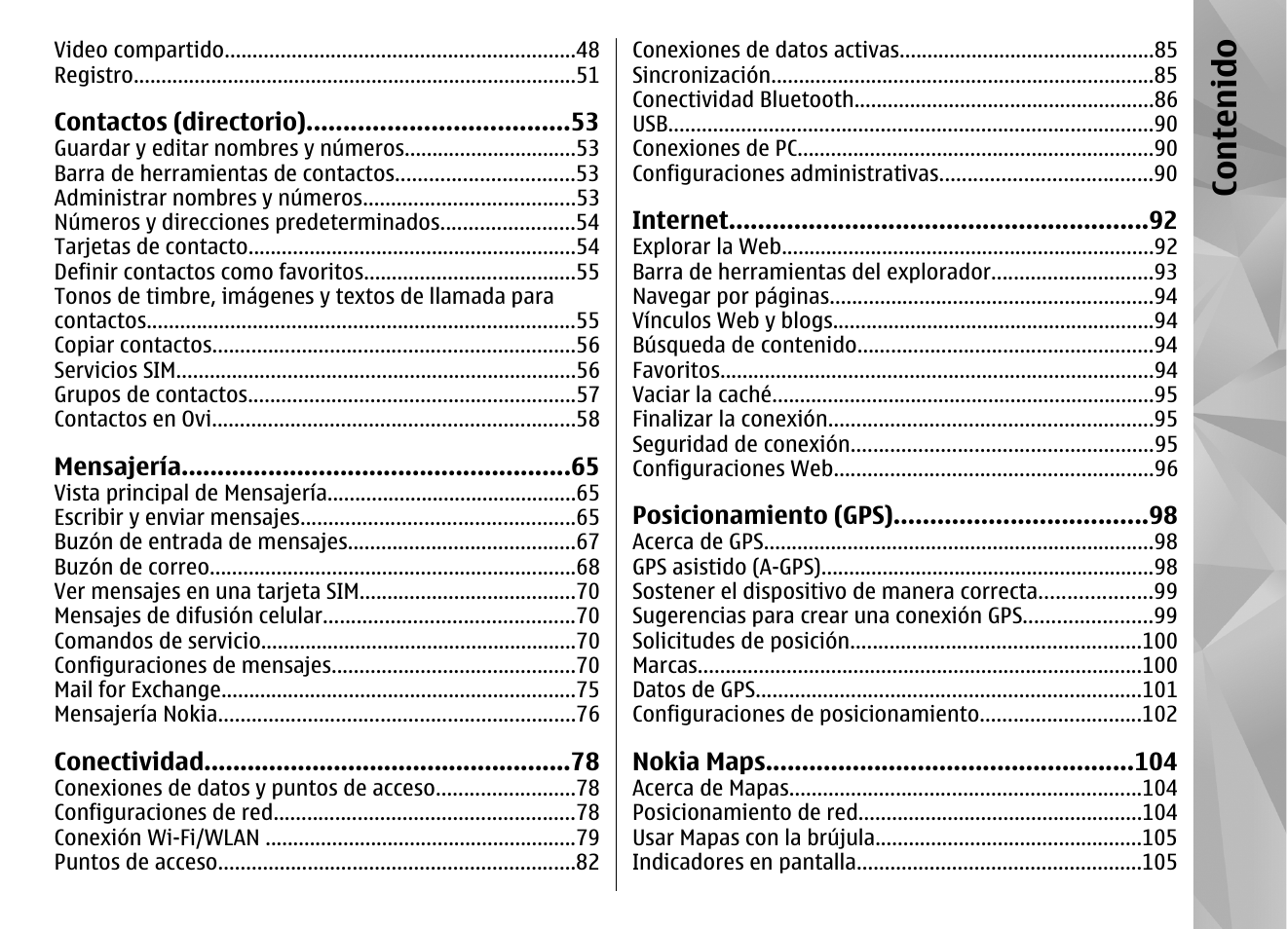 Co nte nido | Nokia N97 User Manual | Page 173 / 357