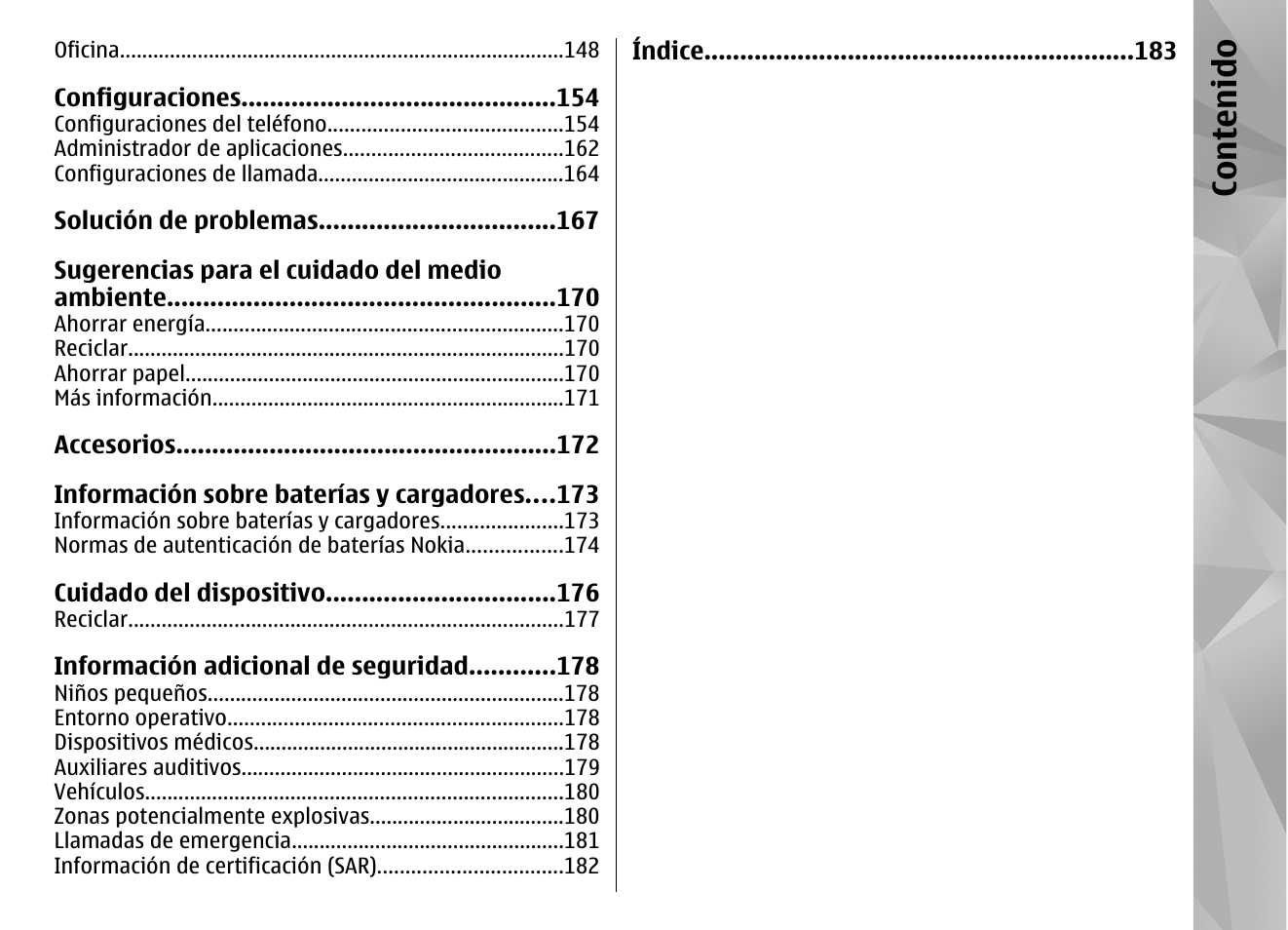 Co nte nido | Nokia N97 User Manual | Page 175 / 357