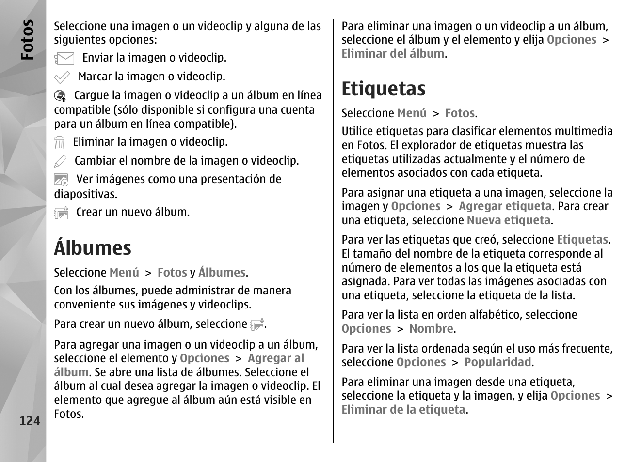 Álbumes, Etiquetas, Fo to s | Nokia N97 User Manual | Page 292 / 357
