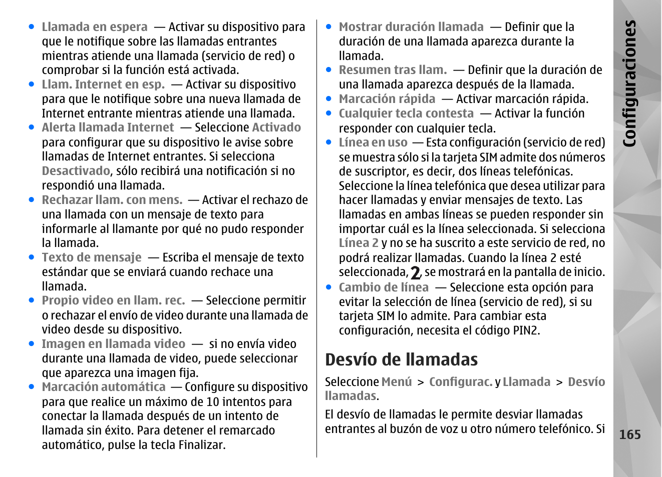 Desvío de llamadas, Configuraciones | Nokia N97 User Manual | Page 333 / 357